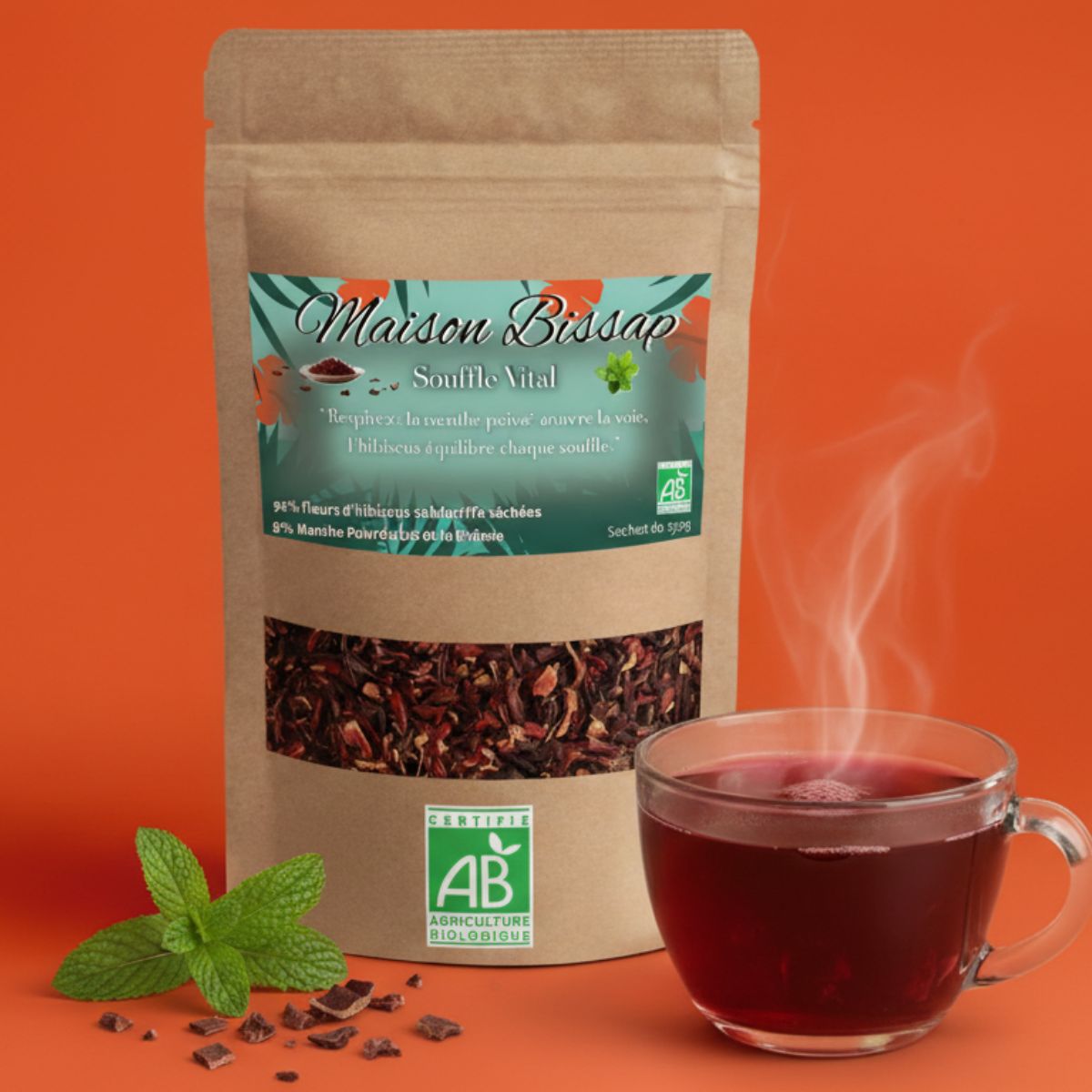 BISSAP MENTHE - BIO,  Infusion Antioxydante d'Exception